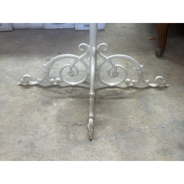 Metal Vintage Brass Garment Stand With Ornate White-Painted Metal Base, 77” For Sale - Image 7 of 11