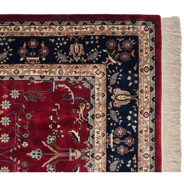 Red Fine Indian Mohajeran Sarouk Design Rug - 9'7" X 13'10" For Sale - Image 8 of 13