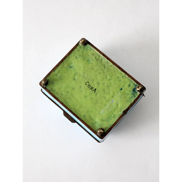 Metal Antique Cloisonne Box With Matchbox Holder For Sale - Image 7 of 11