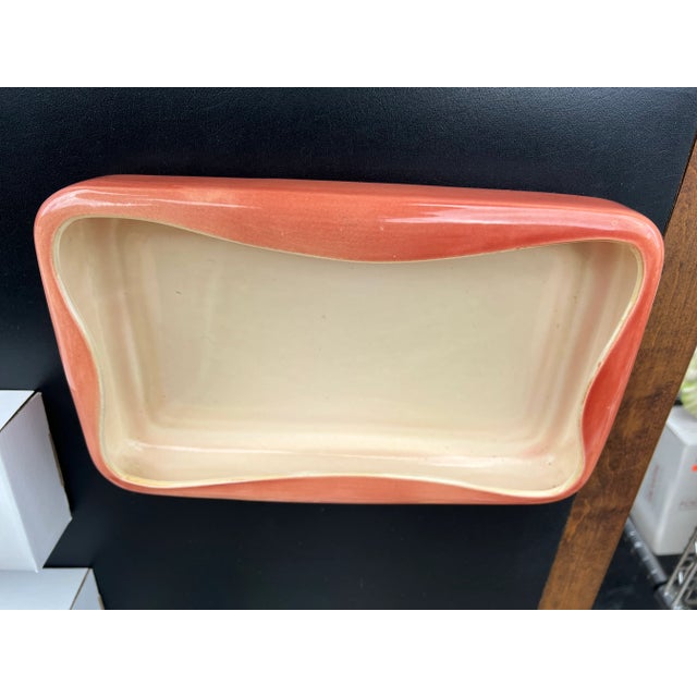 Red Wing Pottery Vintage Orange Rectangle Red Wing Pottery Bonsai Planter For Sale - Image 4 of 7