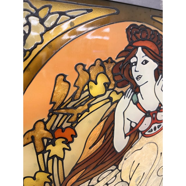 Alphonse Mucha - Topaz. Stained Glass and Print on Canvas