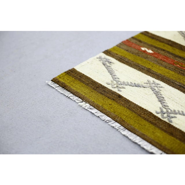 1960s Traditional Green Striped Kilim For Sale - Image 10 of 13