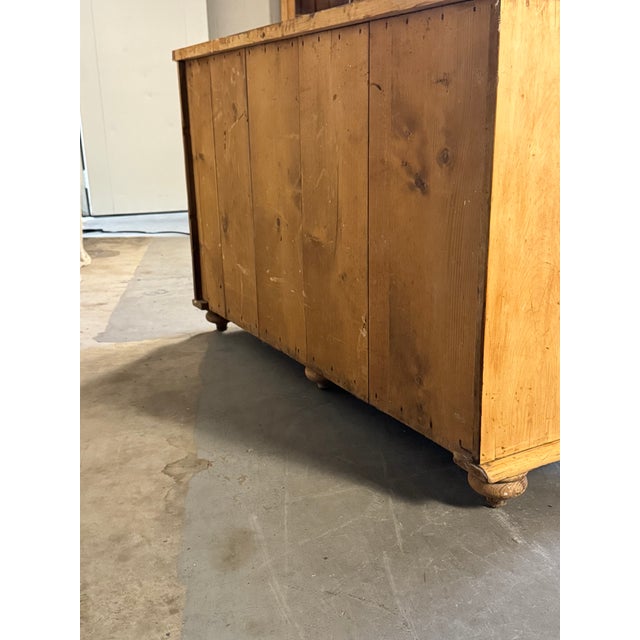 Antique English Deep Pine Dresser or Sideboard W/ Six Bun Feet | Circa 1890 For Sale - Image 16 of 18