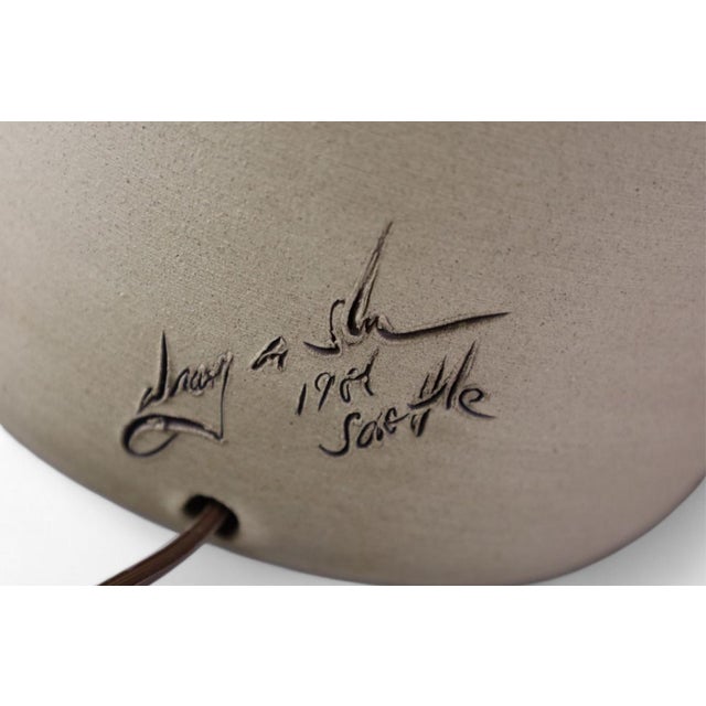 Charming postmodern, 1981, landscape etched ceramic table lamp. Signed and made in Seattle. Beautiful vintage ceramic...