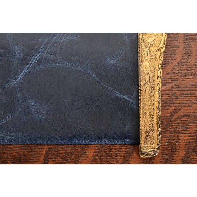 Tiffany Studios New York Louis XVI Bronze Doré Blotter Ends With Leather Desk Blotter For Sale - Image 10 of 14