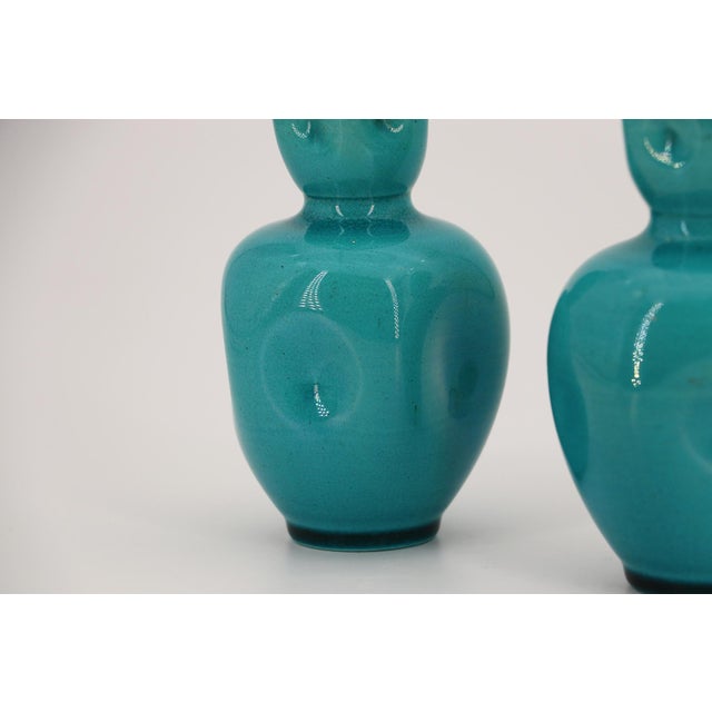19th Century Burmantofts Pottery Set of Two Turquoise Vases For Sale - Image 14 of 14
