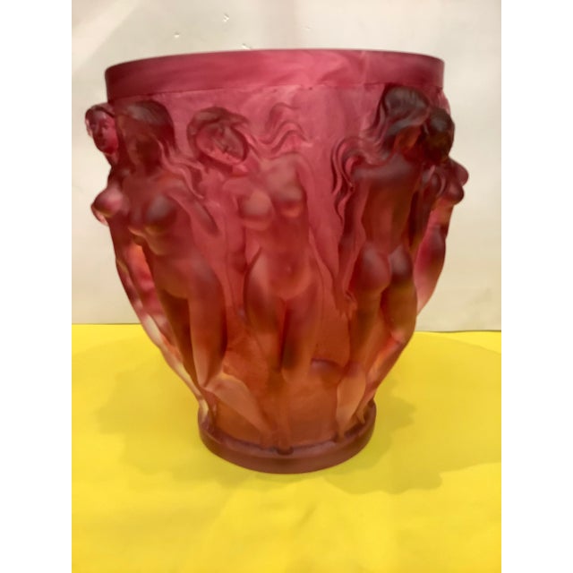 Glass 1960s Vintage XL Red Naked Ladies Glass Art Unique Vase For Sale - Image 7 of 13