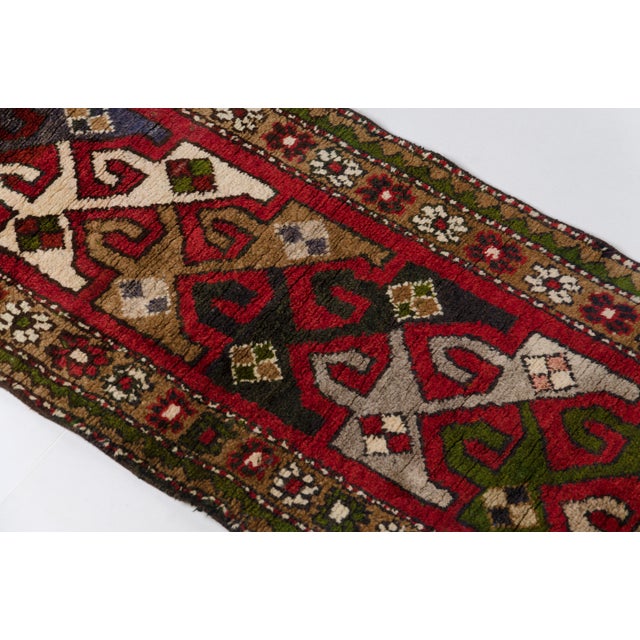 1960s Red & Olive Green Anatolian Carpet For Sale - Image 10 of 10