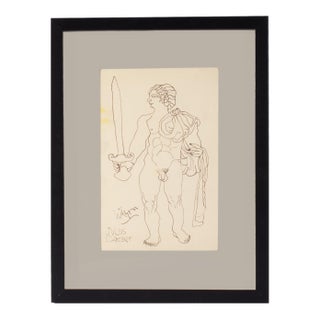 1960s “Julius Caeser” Ink Drawing by Harry Hilson For Sale