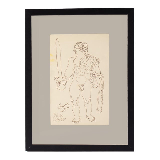 1960s “Julius Caeser” Ink Drawing by Harry Hilson For Sale