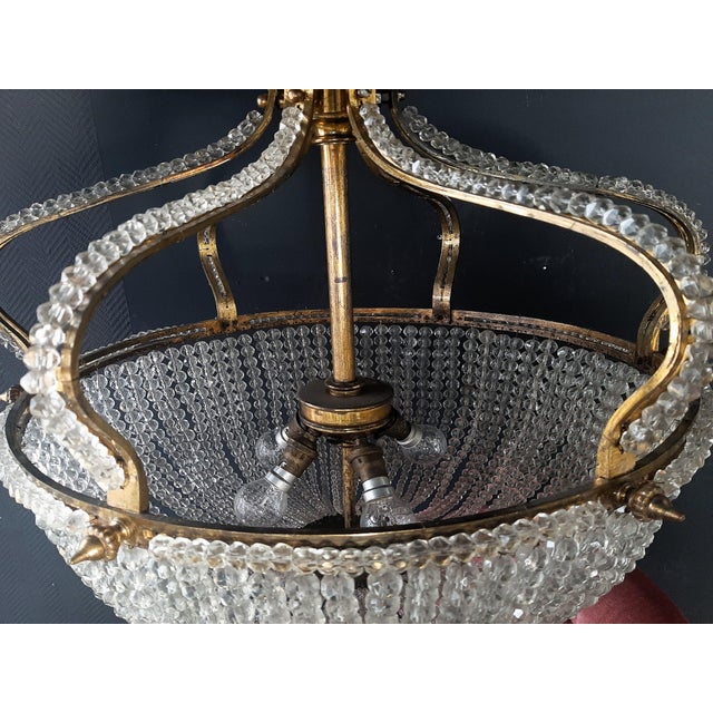 Metal Large Parisian Chandelier in Gilded Bronze, 1890s For Sale - Image 7 of 11