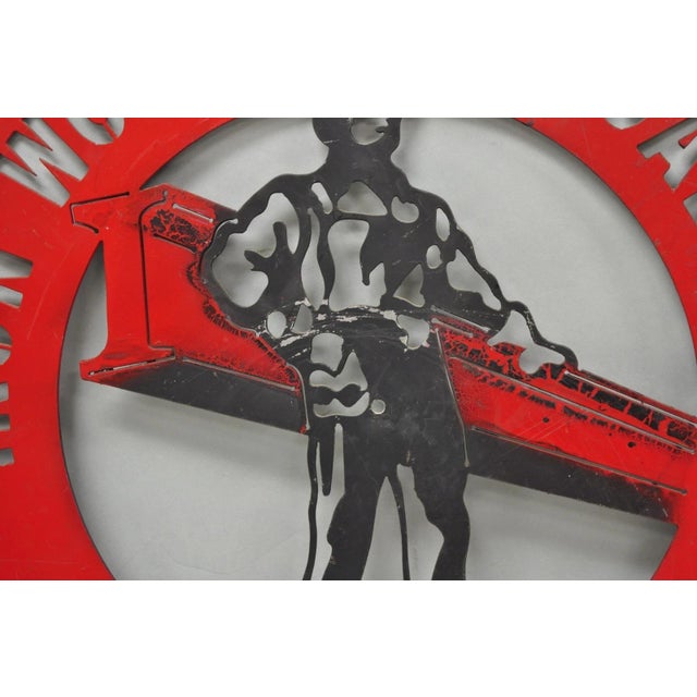 Late 20th Century Iron Workers 361 Brooklyn & Long Island Hanging Wall Steel Black Metal Plaque For Sale - Image 5 of 12