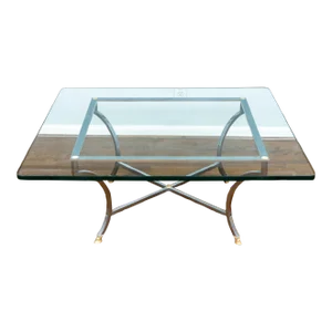 Mid 20th Century Chrome and Glass Square Cocktail Table