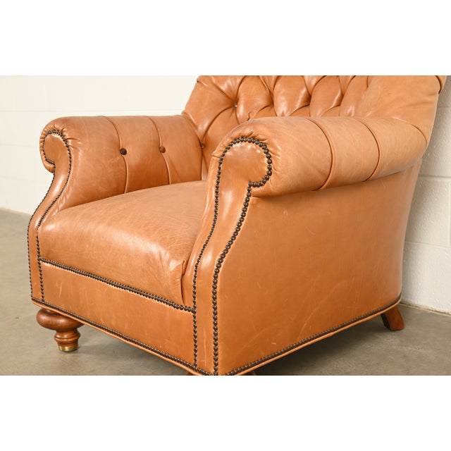 Baker Furniture Stately Homes Collection Late Victorian Tufted Leather Club Chair For Sale - Image 9 of 15