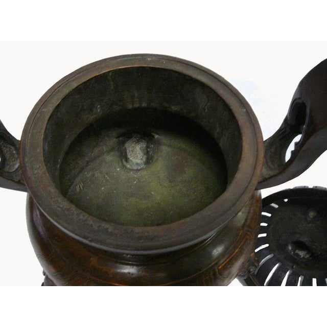 Chinese Bronze Foo Dogs Graphic Incense Burner For Sale - Image 5 of 7