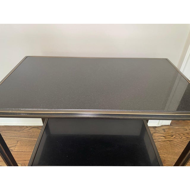 Contemporary Global Views “One Up” Black Granite & Bronze Iron Rectangular Accent Side Table For Sale - Image 3 of 6