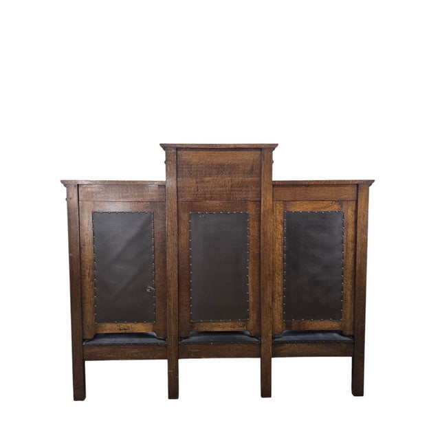 Antique Mission Revival Oak Triple Hall Bench – For Reupholstery For Sale In Chicago - Image 6 of 8