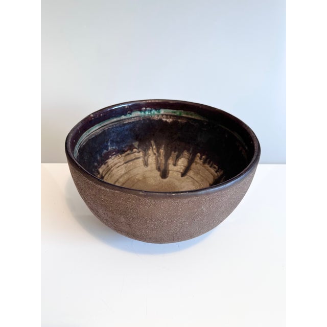 Handmade Studio Ceramic Bowl with Turquoise Accents, France, 1970s For Sale - Image 12 of 12