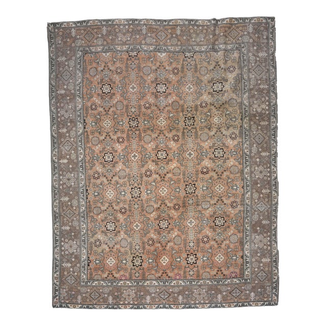 1960s Vintage Persian Handmade Wool Cotton Light Brown Area Rug For Sale