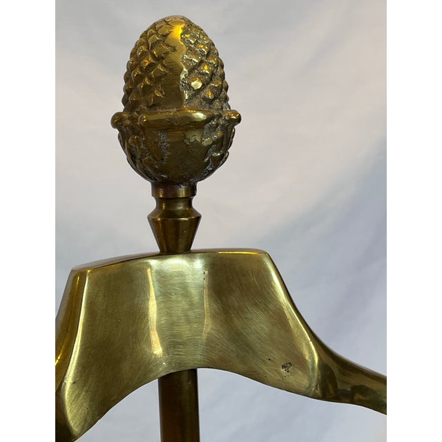 Vintage 48'-65” Italy Brass Valet Stand Hollywood Regency Butler Pineapple For Sale In Las Vegas - Image 6 of 12