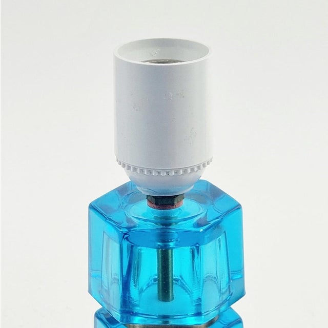 Mid-Century Modern Mid-Century Glass and Brass Bedside Table Lamps attributed to Carl Fagerlund for Orrefors, Sweden, 1960s, Set of 2 For Sale - Image 3 of 9