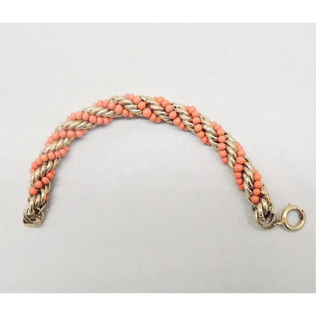 Vintage 1950s Signed Napier Faux-Coral Twisted Bracelet For Sale In Philadelphia - Image 6 of 6