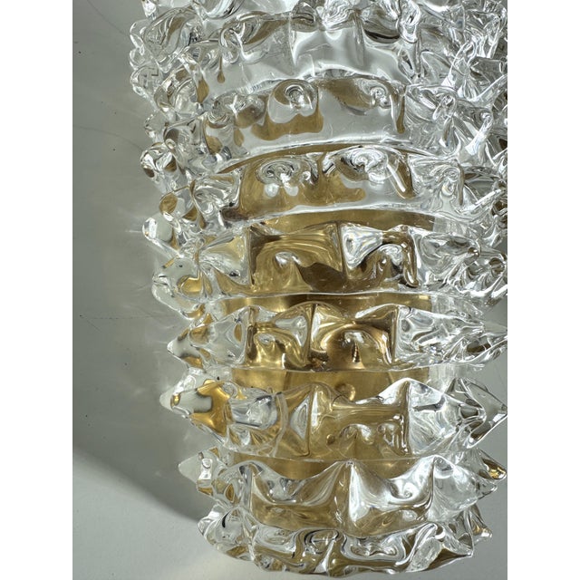 Large Italian Art Deco Style Murano Rostrato Glass and Brass Wall Sconces from Barovier & Toso, 1990s, Set of 2 For Sale - Image 12 of 13