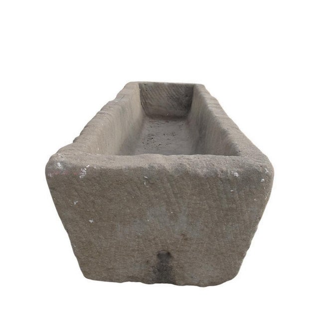 87" Inch Long Hand Chiseled Stone Trough 65 For Sale - Image 10 of 12