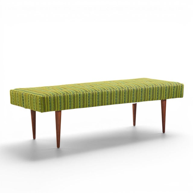 Milo Baughman for Thayer Coggin Mid Century Walnut Upholstered Bench For Sale In Chicago - Image 6 of 10