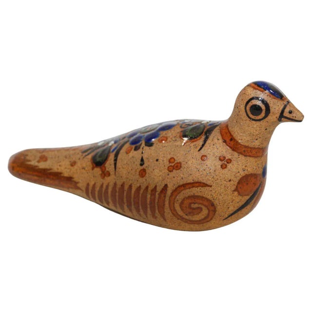 Mexican Tonala Pottery Hand Painted Bird For Sale - Image 13 of 13