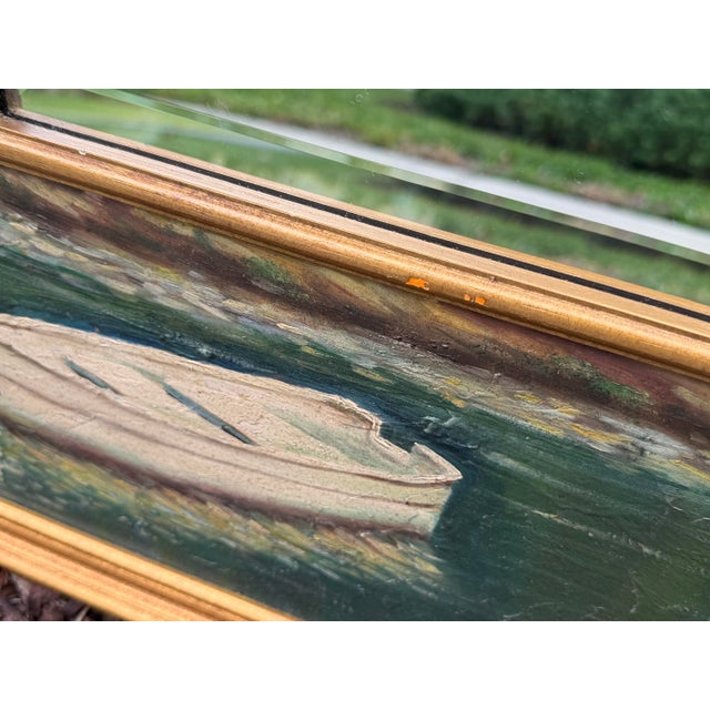 Vintage Hand-Painted Tropical Landscape Beveled Wall Mirror For Sale - Image 12 of 12