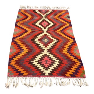 1960's Bohemian Kilim Rug, 61" X 41" For Sale