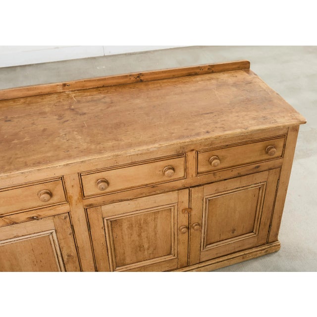 Wood 19th Century Country French Provincial Pine Sideboard 7 Ft For Sale - Image 7 of 18