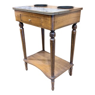 Antique Louis XVI Style Mahogany Rafraichissoir Side Table With Marble Top For Sale