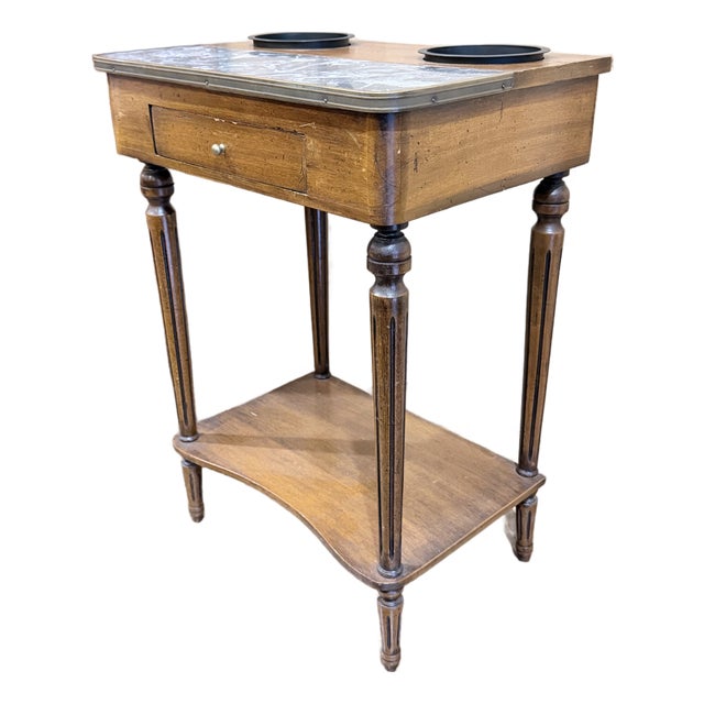 Antique Louis XVI Style Mahogany Rafraichissoir Side Table With Marble Top For Sale