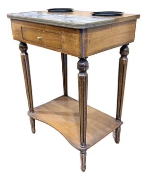 Antique Louis XVI Style Mahogany Rafraichissoir Side Table With Marble Top