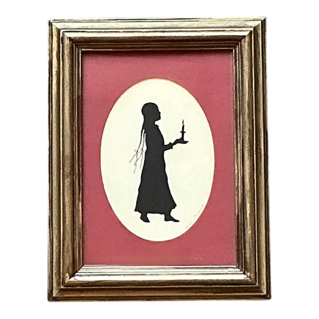 Vintage Silhouette Portrait of Woman in Gold Frame For Sale