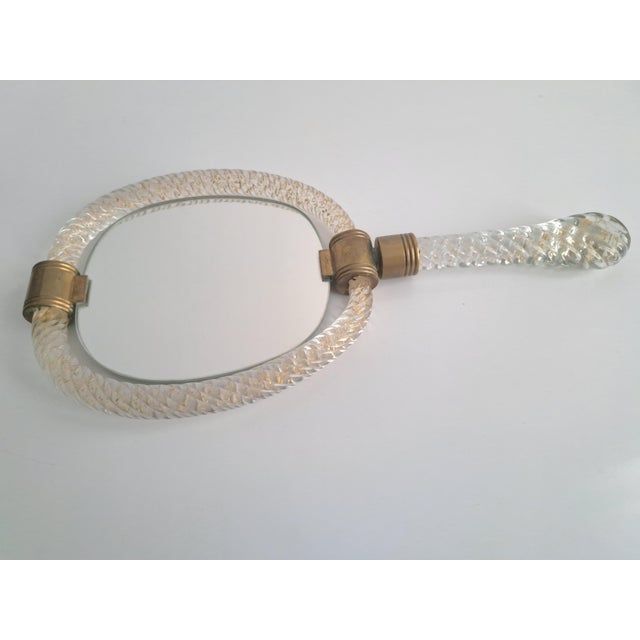 Torchon Murano Glass Hand Mirror from Barovier & Toso Production, 1950s For Sale - Image 4 of 14
