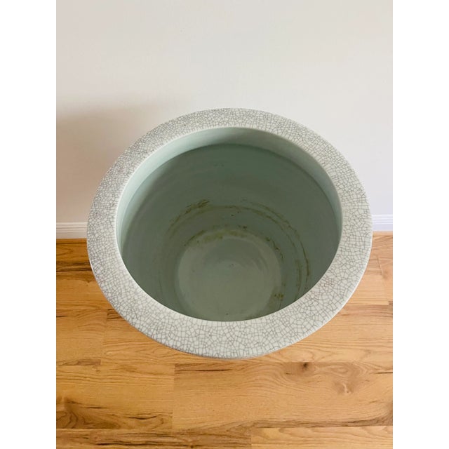 Mid 20 Th C Large Chinese Planter Crackled Porcelain With Lion Handles For Sale - Image 4 of 7