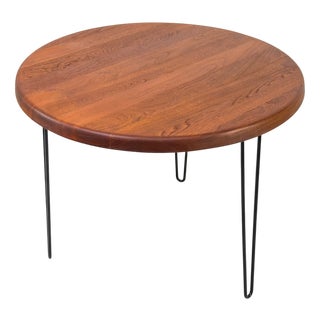 Round Dining Table in Teak with Steel Legs, 1970s For Sale