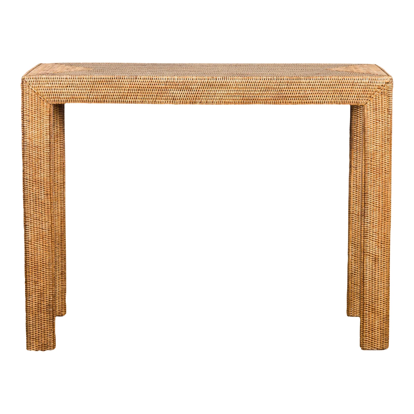 Rustic Burmese Country Style Midcentury Woven Rattan Console Table ...