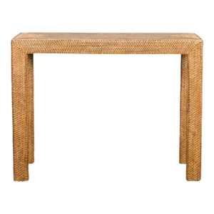 Rustic Burmese Country Style Midcentury Woven Rattan Console Table