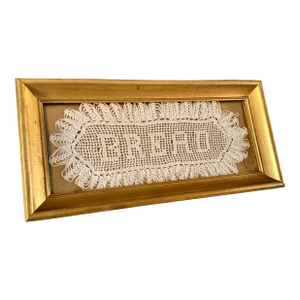 Antique Handmade "Bread" Doily Framed