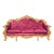 1980s Baroque Style Ruby Red Sofa – French Design With Gold Leaf Details For Sale