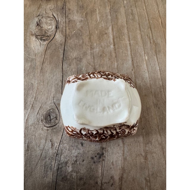 Miniature Brown Transferware Covered Dish Trinket Size For Sale - Image 4 of 5