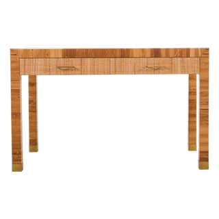 Billy Baldwin for Bielecky Brothers Rattan Cane Writing Desk For Sale