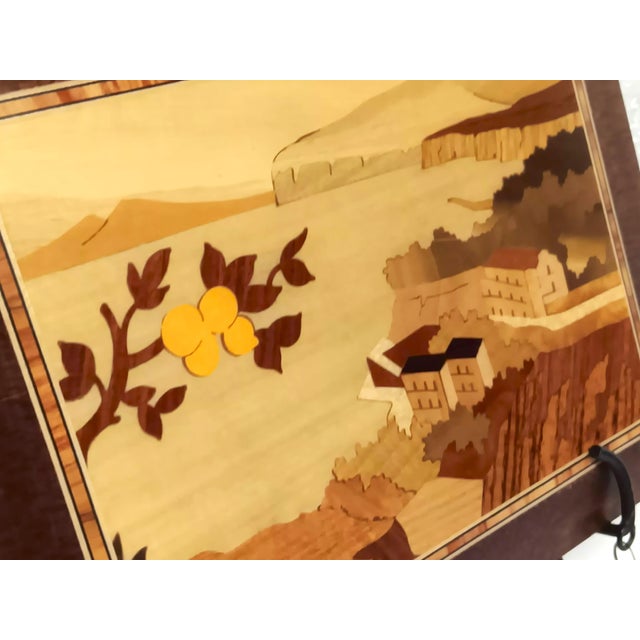 1970s Sorrento's Wood Inlay (Intarsio) Mid-Century Modern Landscape Picture For Sale - Image 13 of 17