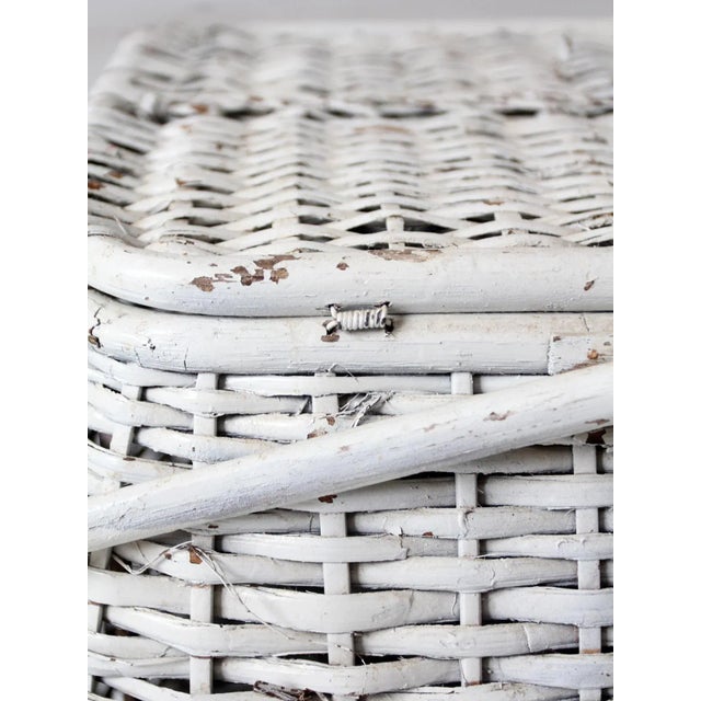 Vintage White Wicker Basket For Sale - Image 6 of 11