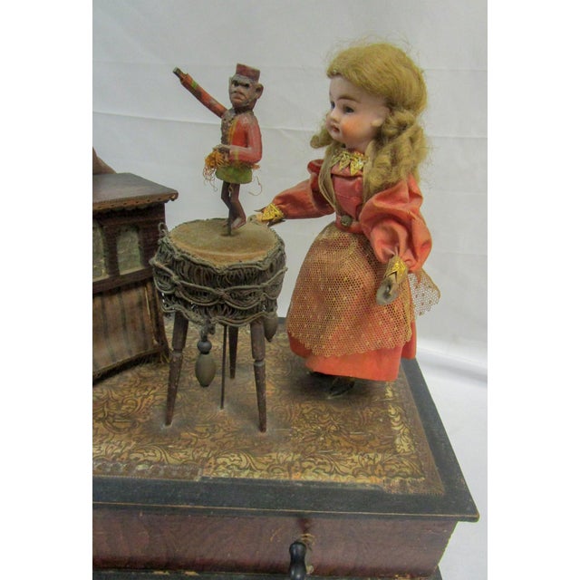 Automaton German Zinner & Sohn Musical Toy W Children & Organ Grinder Monkey For Sale - Image 12 of 16