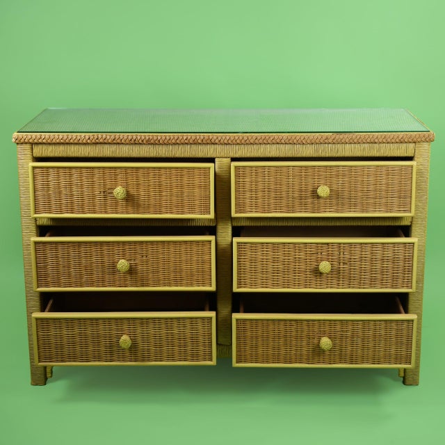 1960s Vintage Henry Link Woven Rattan Dresser For Sale - Image 5 of 5